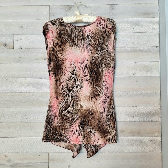 Venus Y2k Pink snakeprint top asymetrical hem patchwork beaded Fairy grunge - Picture 2 of 7